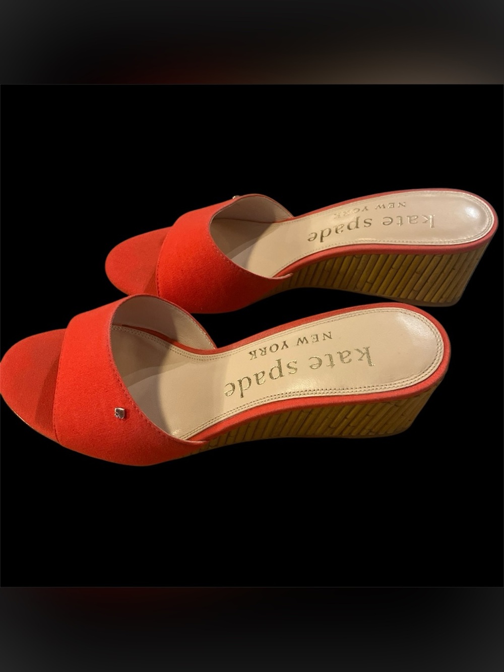 kate spade Red Suede Open-Toe Wedge Slides